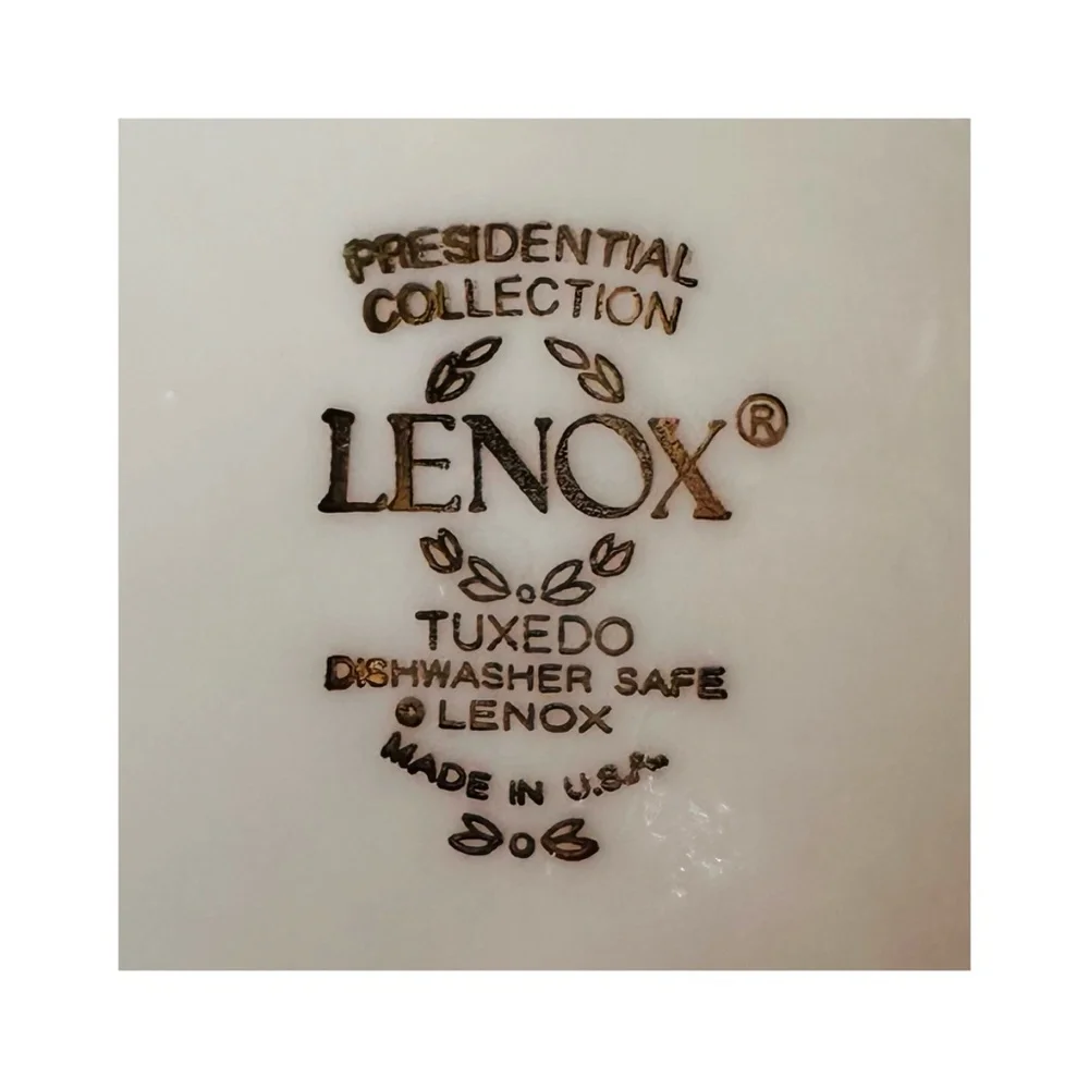 LENOX Tuxedo Collection Ivory Bone China Cup & Saucer (set of 3) Gold Encrusted